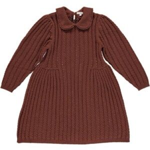 Bebe Organic Brown Nutmeg Knit Dress with Collar, Size 2